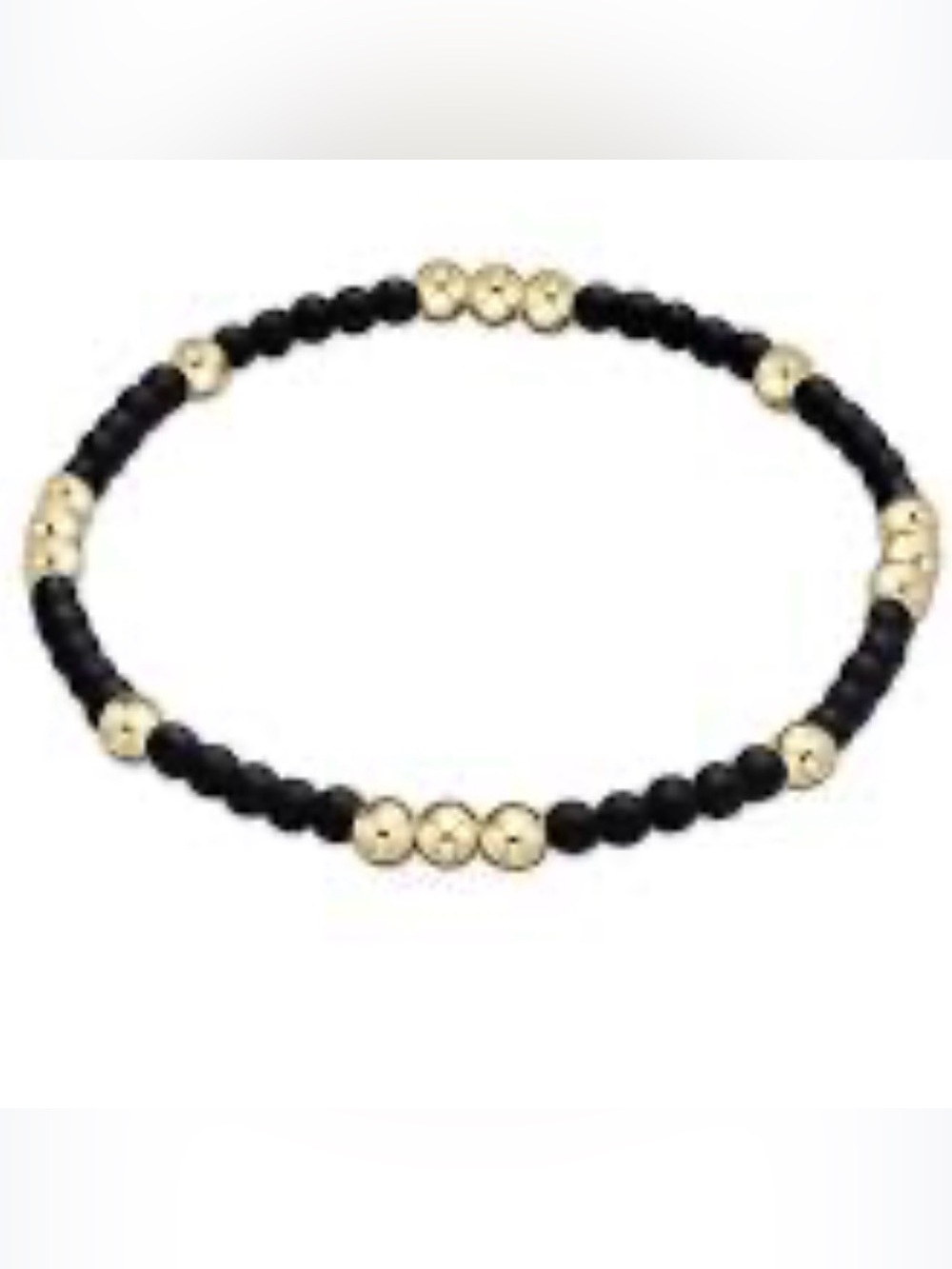 enewton Black and Gold Beaded worthy pattern 3mm Stretch Bracelet